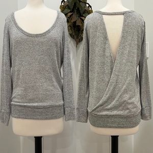 Beyond Yoga Open Back Wrap Top, Size M, in Silver